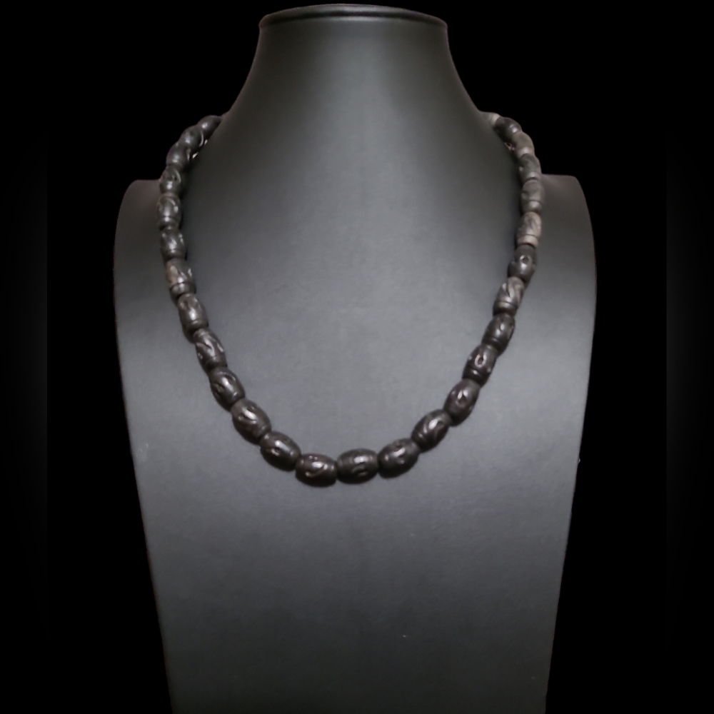 20" Vintage Boho Black Beaded Necklace Lot 8